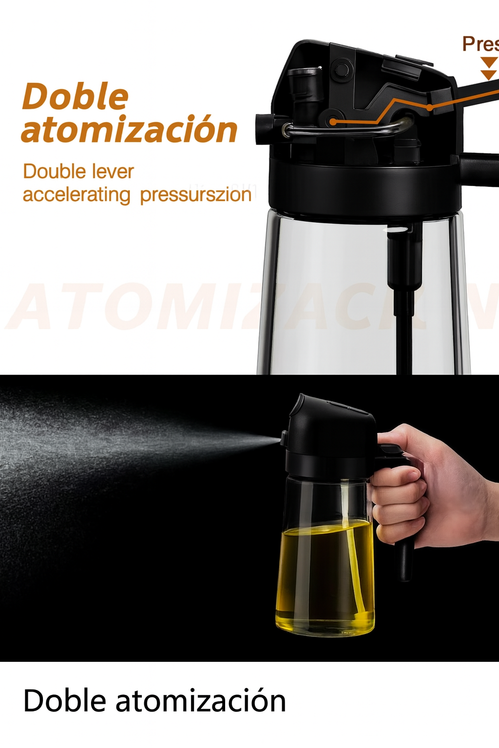 Aceitera 2 en 1 Pro: Pulverizador y Dispensador Antigoteo