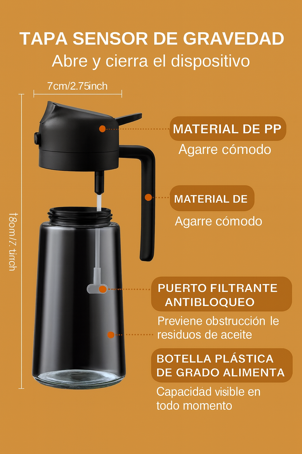 Aceitera 2 en 1 Pro: Pulverizador y Dispensador Antigoteo