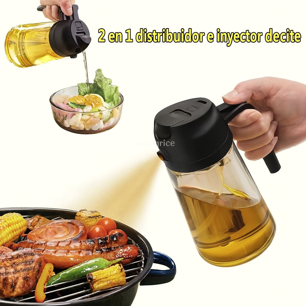 Aceitera 2 en 1 Pro: Pulverizador y Dispensador Antigoteo